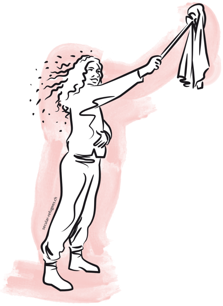 secular refugees hijab illustration